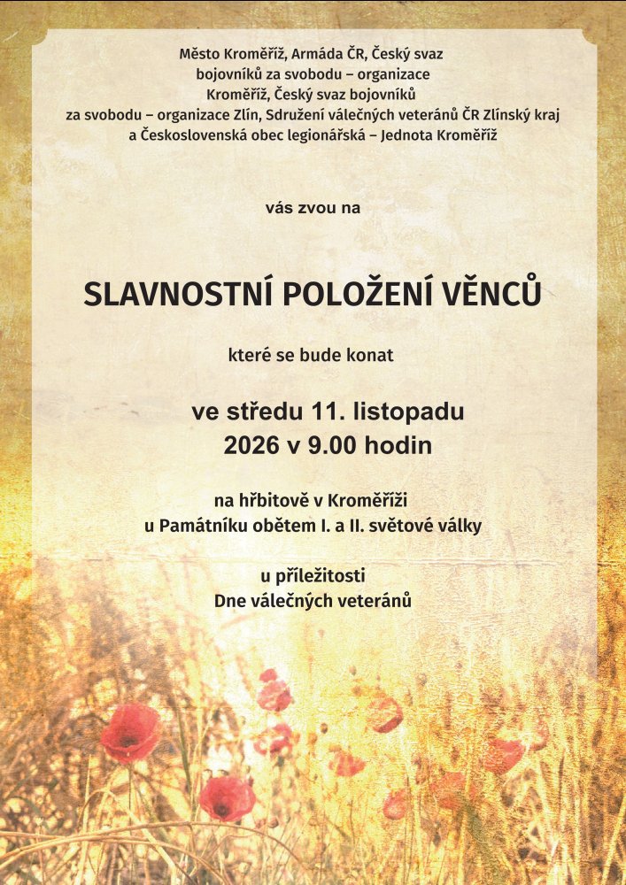 Slavnostní položení věnců u příležitosti Dne válečných veteránů